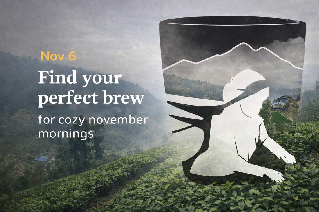 Steaming cup of Himalayan Blends coffee on a cozy morning, highlighting single-origin roasts from the Himalayan foothills of Nepal.